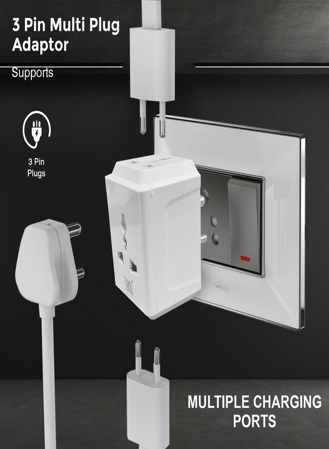 MX 3-Pin Universal Travel Adapter | Multi-Plug Socket for 2-Pin & 3-Pin Devices | 3-Way Outlet, 250V Max | Compatible with Laptops, Mobiles, Home & Office - Image 4